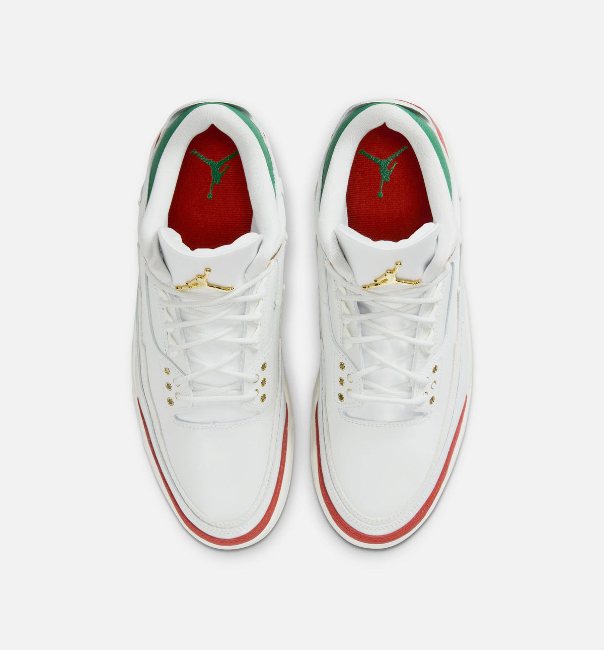 Air Jordan 3 Retro El Vuelo 男士休闲运动鞋 - 峰顶白/松绿/龙红/金属金