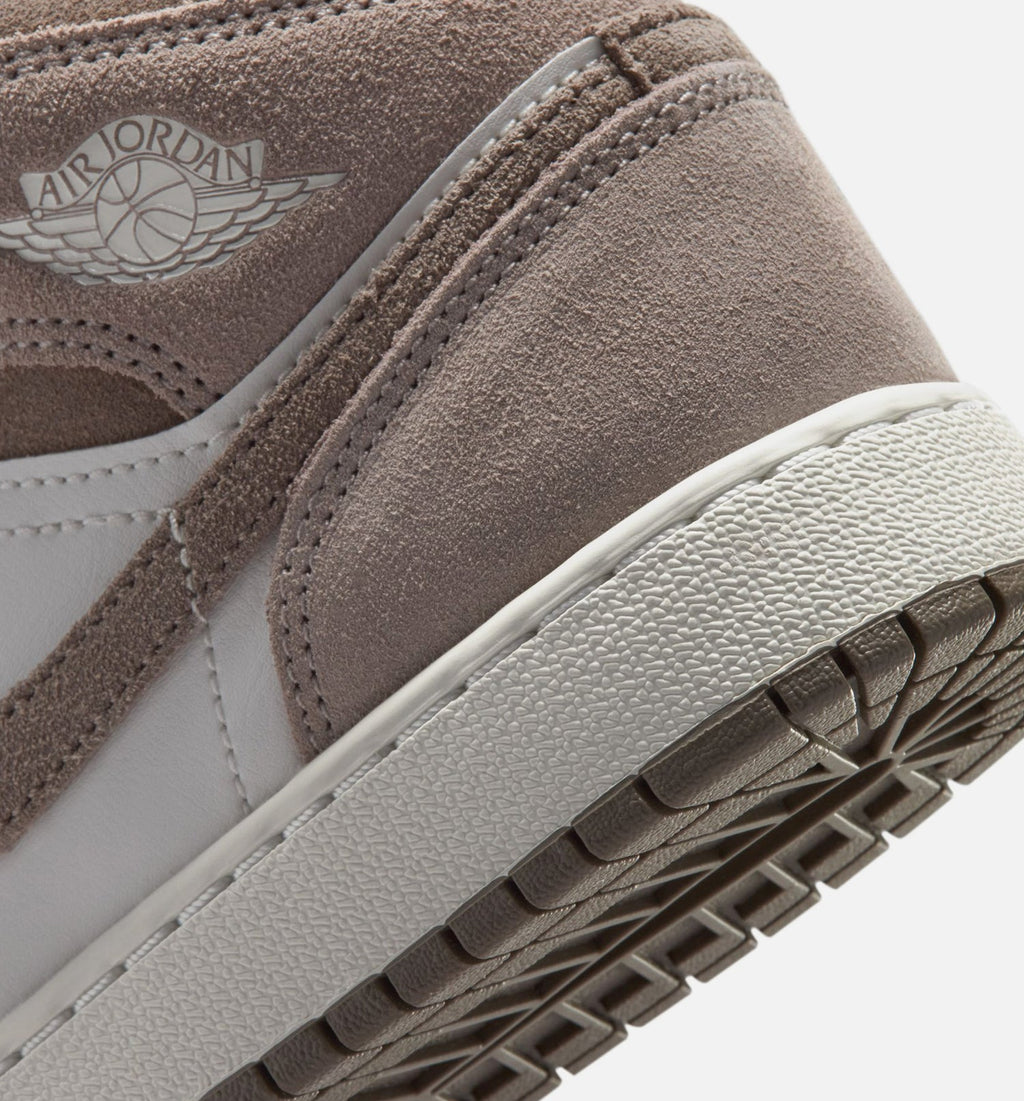 Air Jordan 1 Mid 大童休闲运动鞋 - 谜石色/橄榄灰/峰顶白