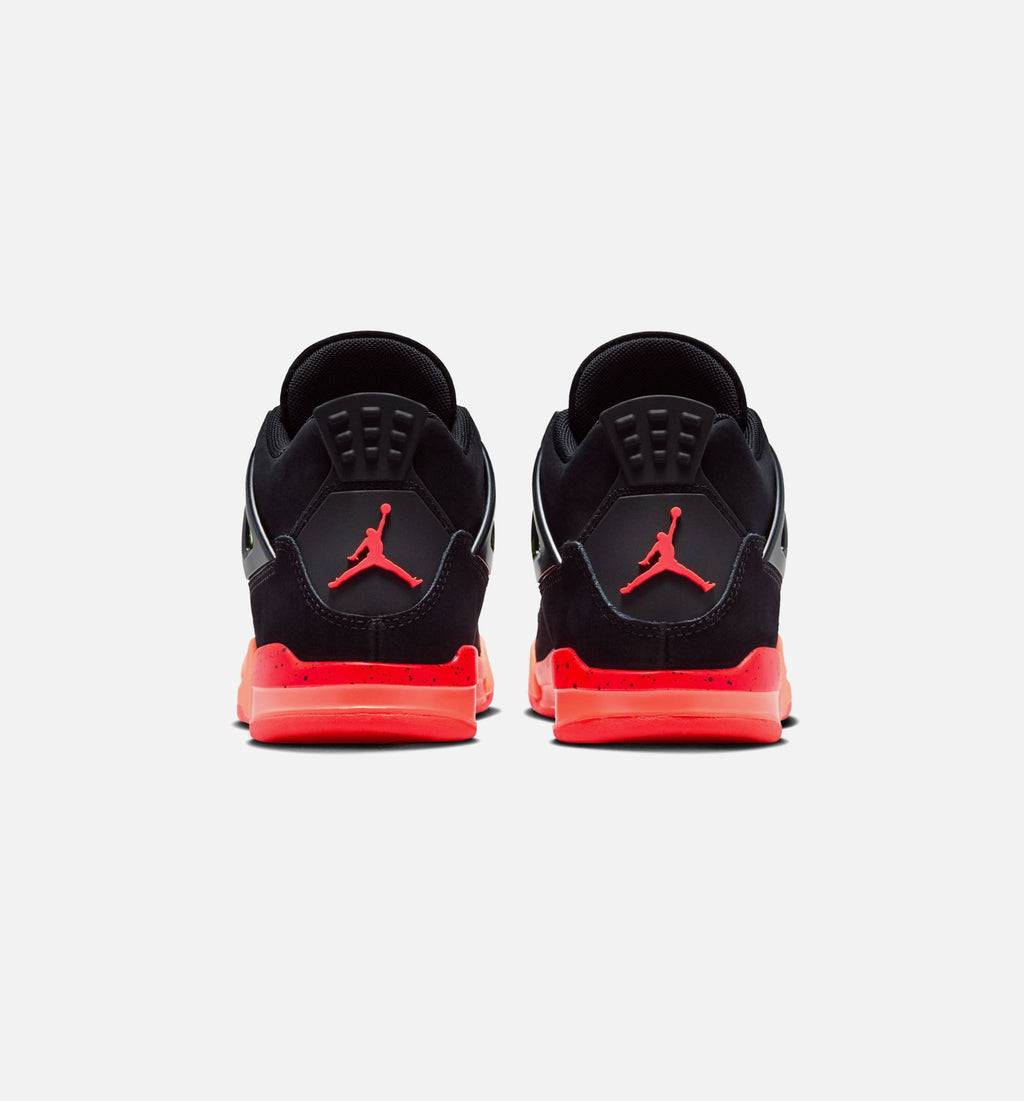 Air Jordan 4 Retro Black Infrared 23 小童休闲鞋 - 黑/红外红/亮芒果橙
