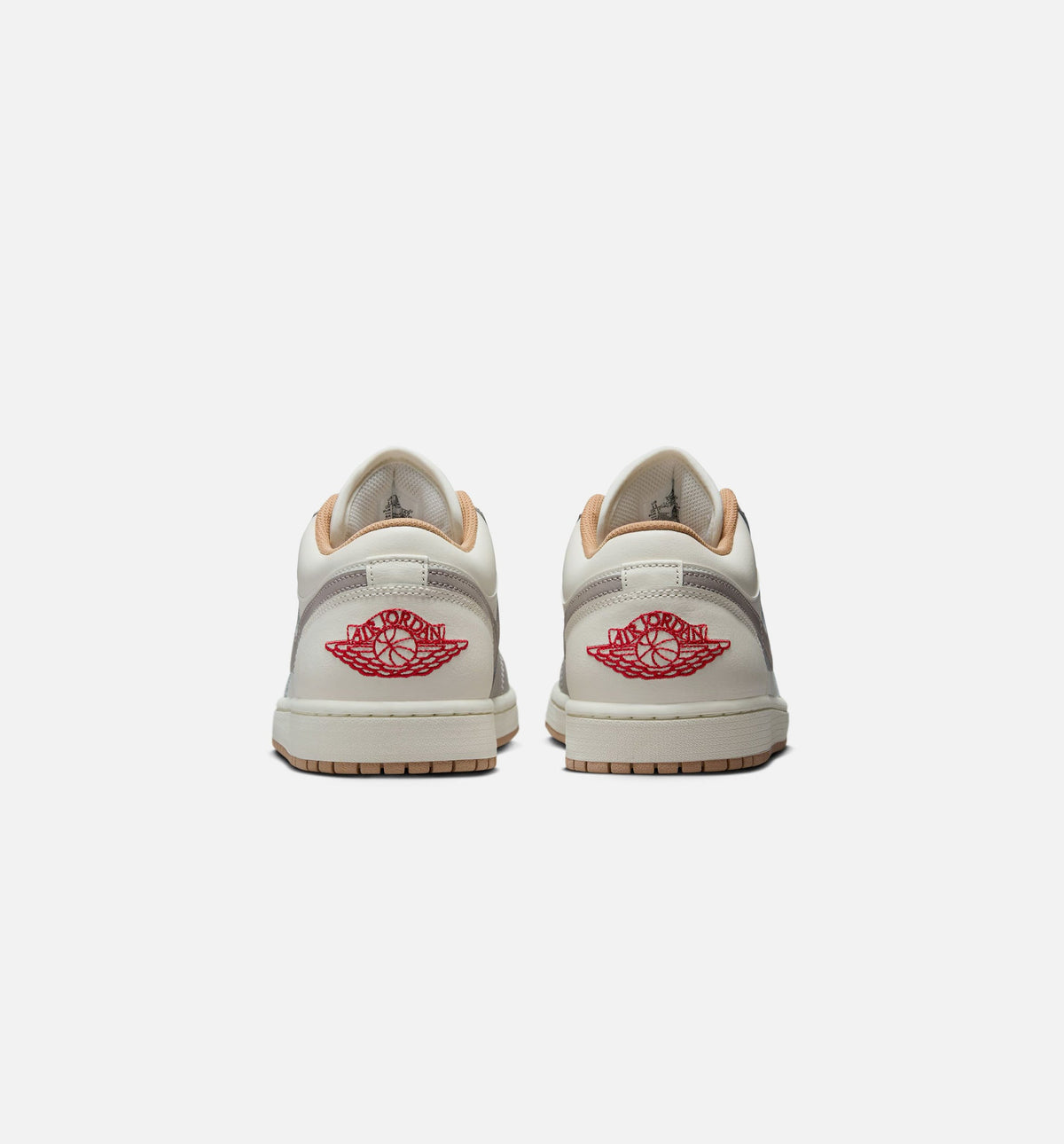 Air Jordan 1 Low 男士休闲运动鞋 - 帆白/火焰红/学院灰/麻色