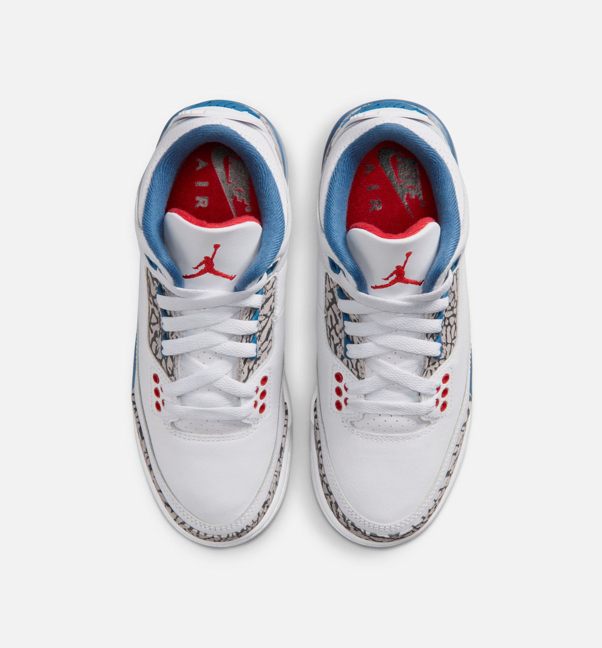 Air Jordan 3 Retro OG True Blue 大童休闲运动鞋 - 白/火焰红/真蓝