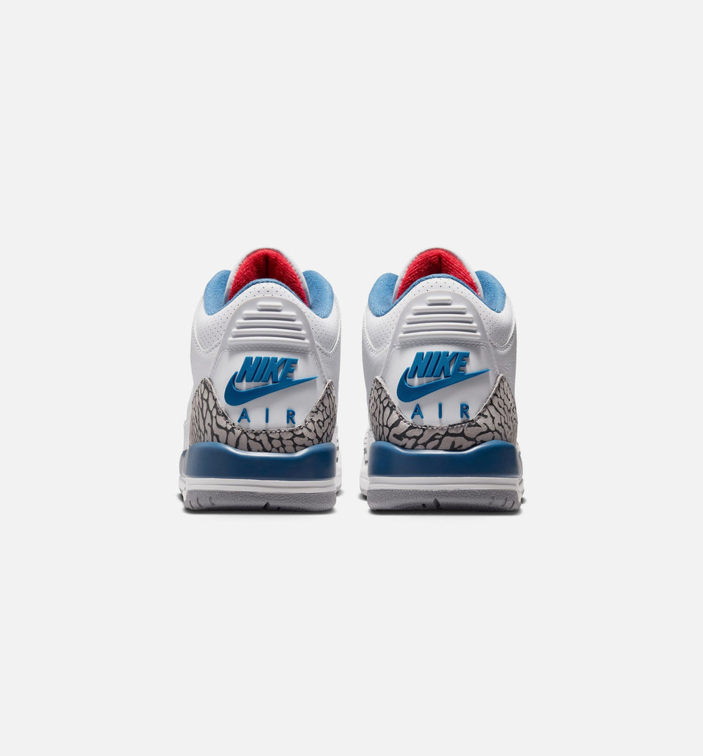 Air Jordan 3 Retro OG True Blue 大童休闲运动鞋 - 白/火焰红/真蓝