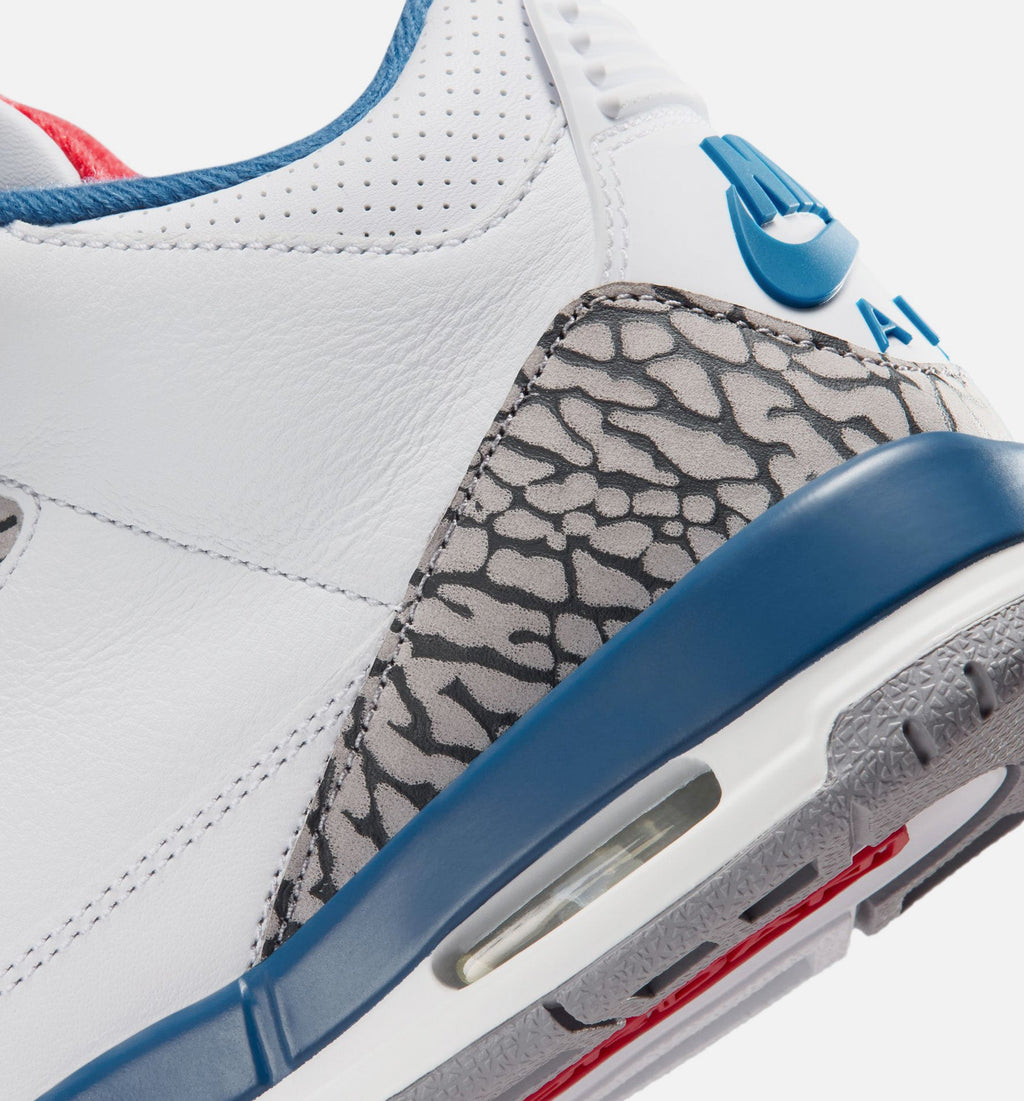 Air Jordan 3 Retro OG True Blue 大童休闲运动鞋 - 白/火焰红/真蓝