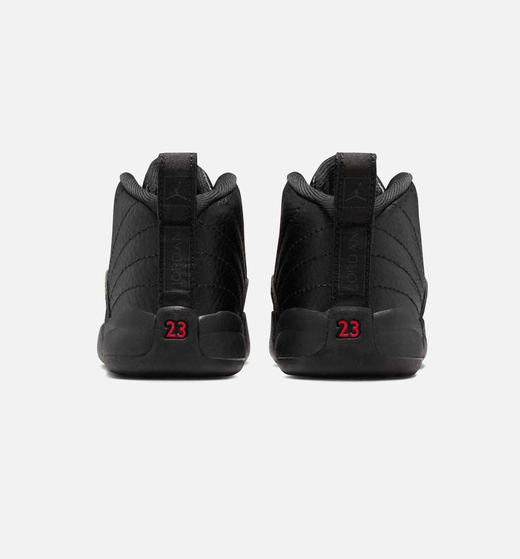 Air Jordan 12 Retro Bloodline 婴幼童休闲运动鞋 - 黑色/校队红