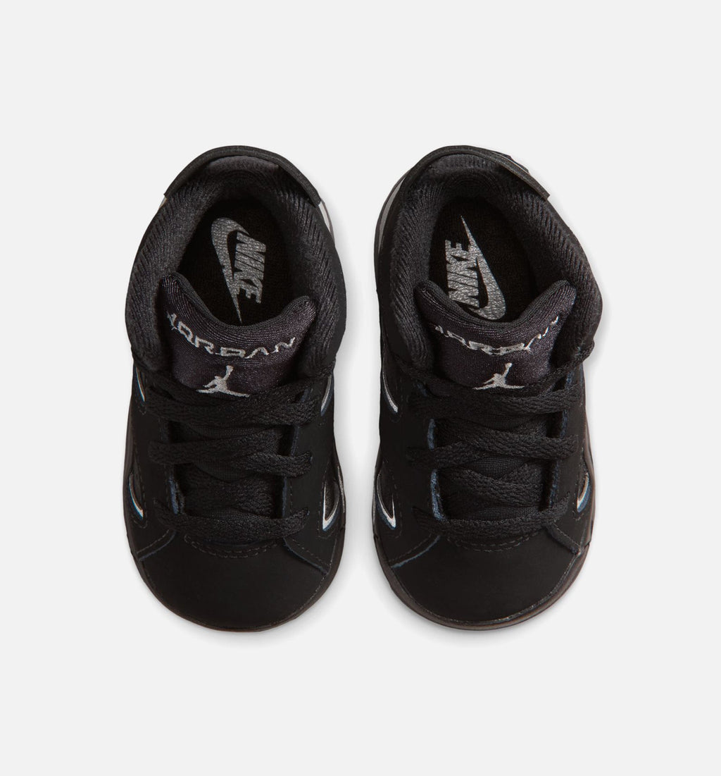 Air Jordan 6 Cap & Gown 婴幼童休闲运动鞋 - 黑色/反光银色