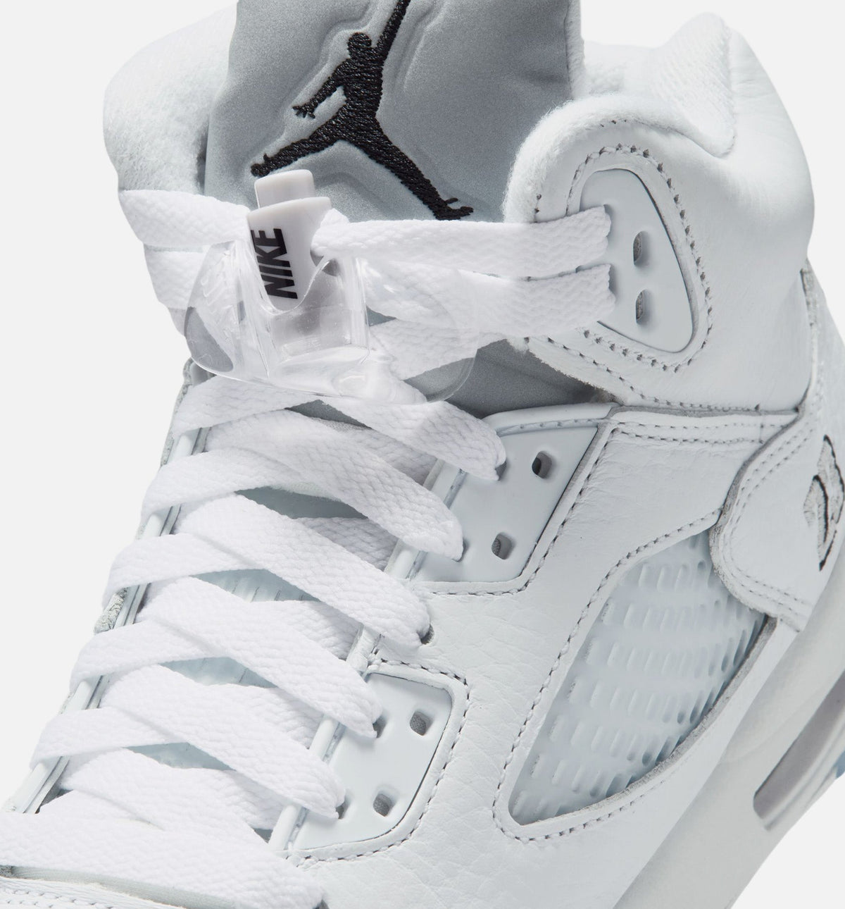 Air Jordan 5 Retro OG White Metallic 大童休闲运动鞋 - 白色/黑色/金属银