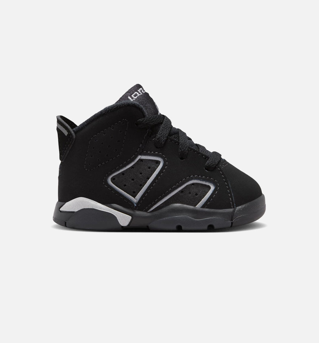 Air Jordan 6 Cap & Gown 婴幼童休闲运动鞋 - 黑色/反光银色