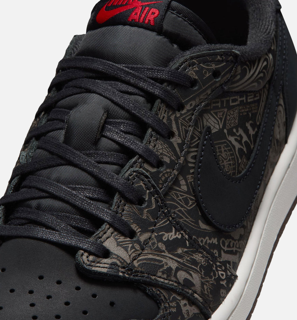 Air Jordan 1 Retro Low OG Laser 男士休闲运动鞋 - 黑/校队红/峰顶白