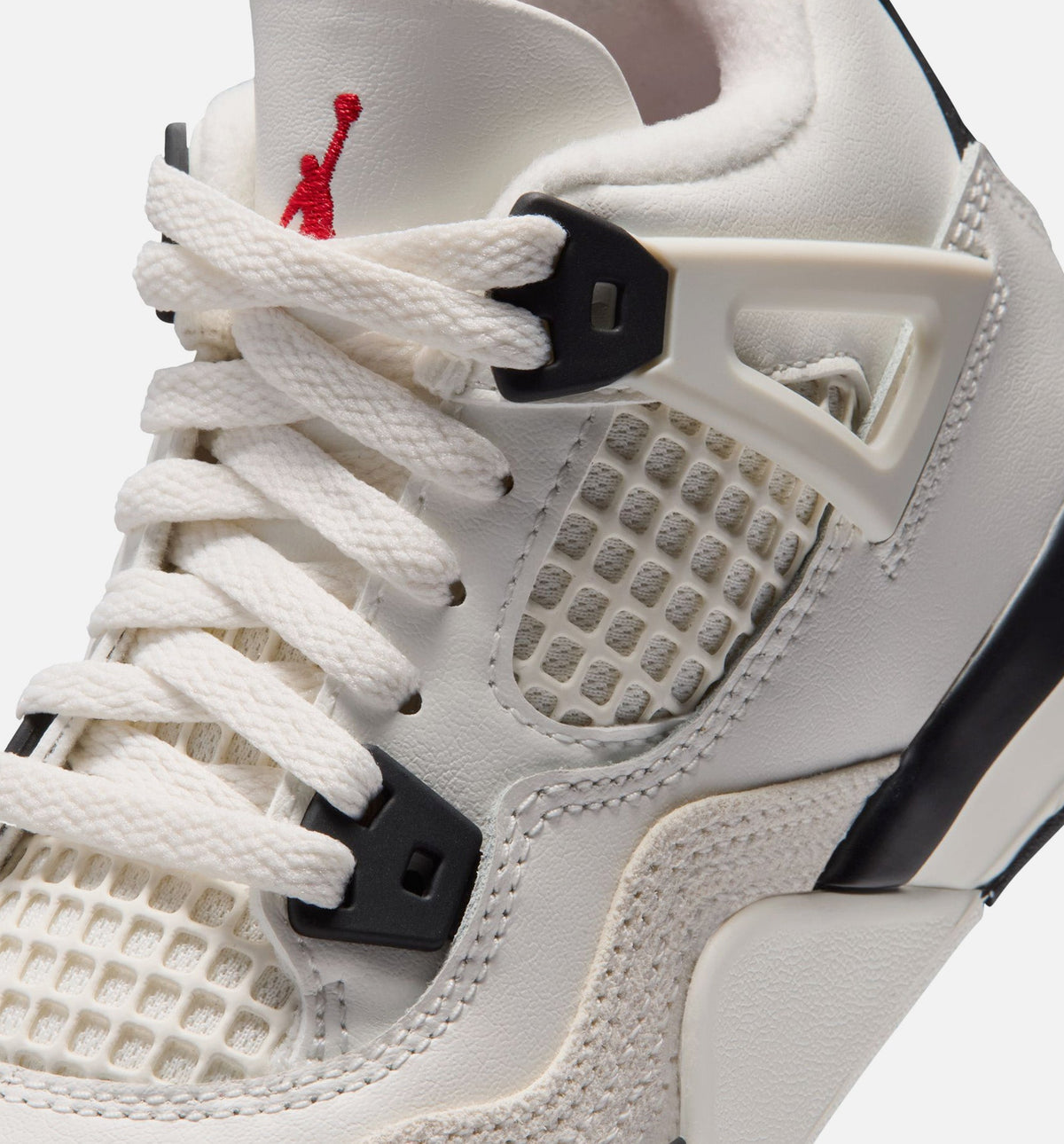 Air Jordan 4 Retro Flight Club 学龄前儿童休闲运动鞋 - 帆白/黑/大学红