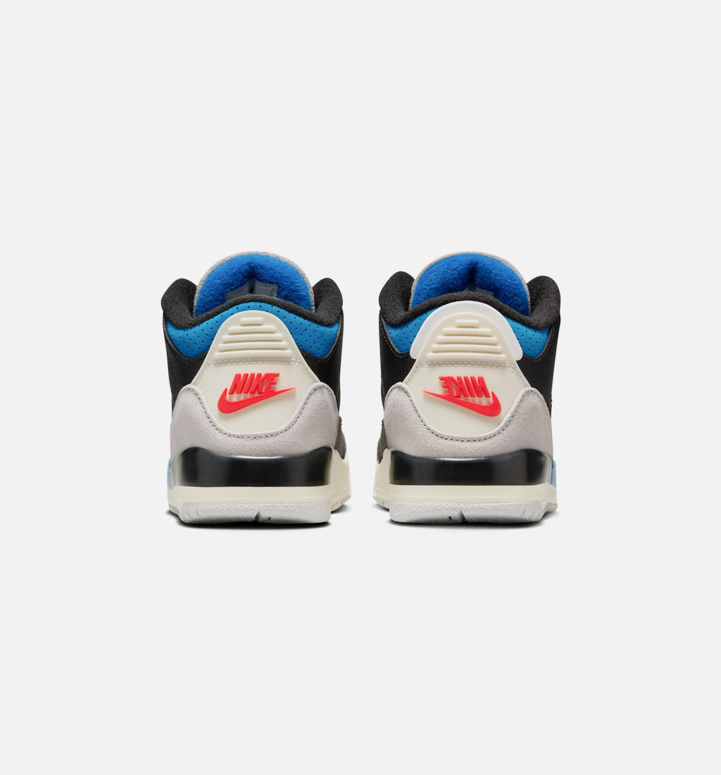 Air Jordan 3 Retro OG Rare Air 小童休闲鞋 - 黑/智利红/中性灰