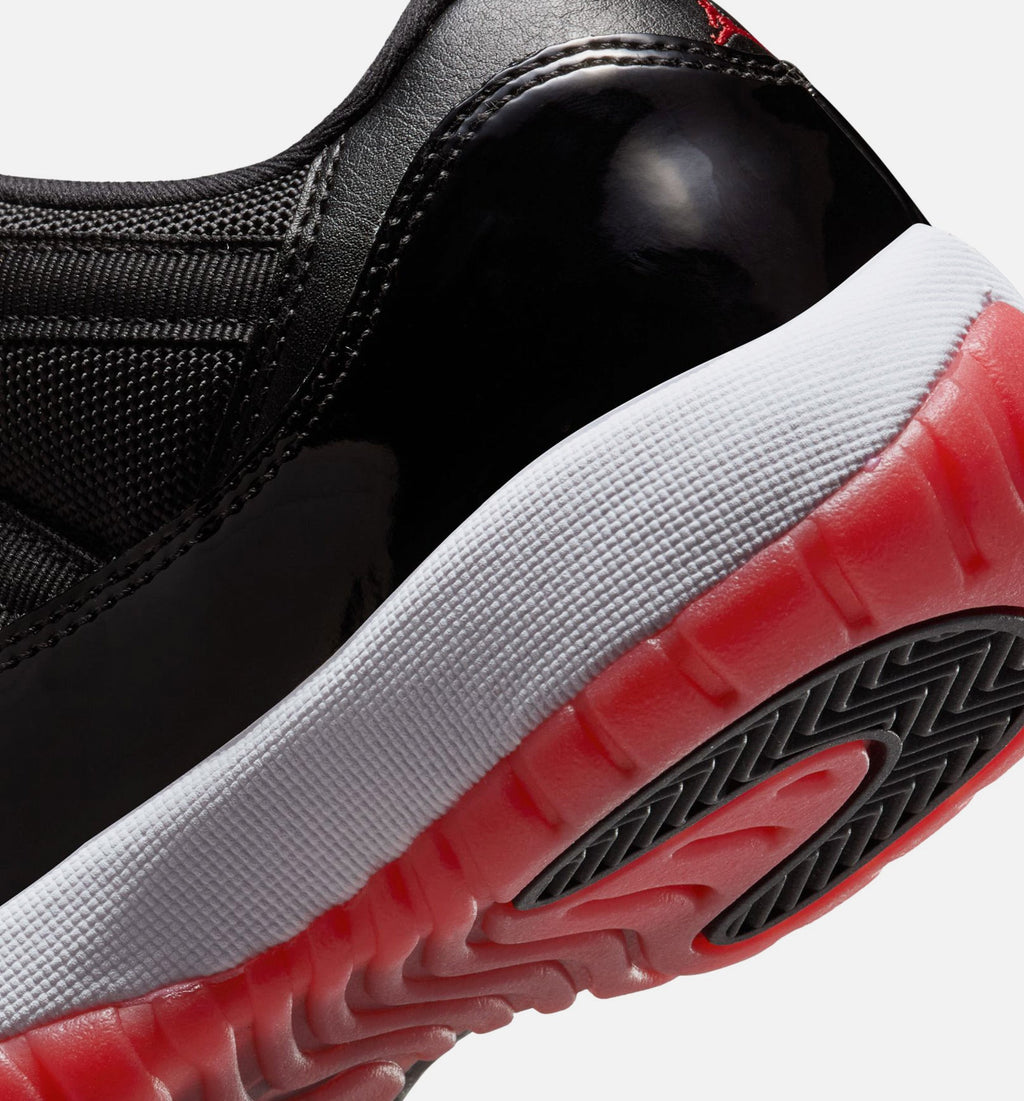 Air Jordan 11 Retro Bred 大童休闲运动鞋 - 黑色/校队红/白色