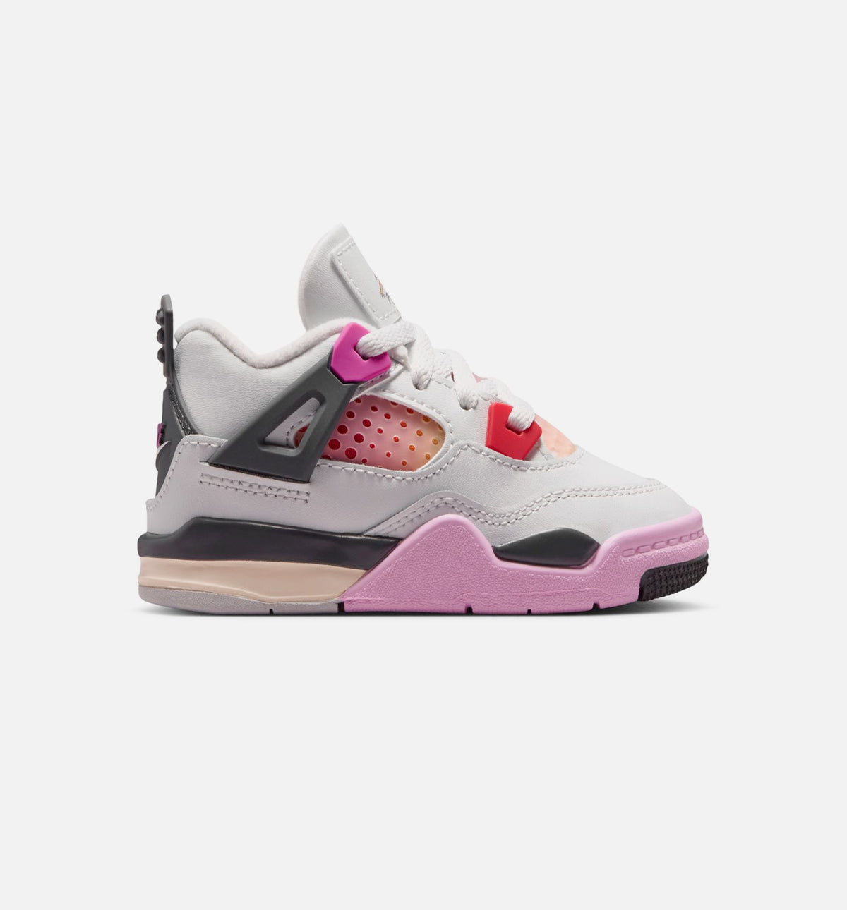 Air Jordan 4 Retro Comic 婴幼童休闲鞋 - 米白/火粉/无烟煤灰
