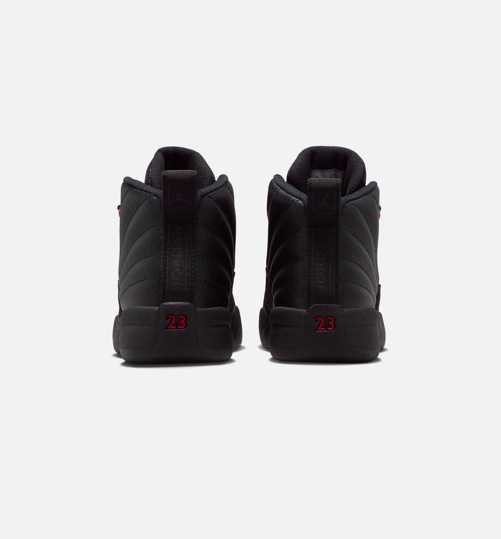 Air Jordan 12 Retro Bloodline 学龄前儿童休闲运动鞋 - 黑色/校队红