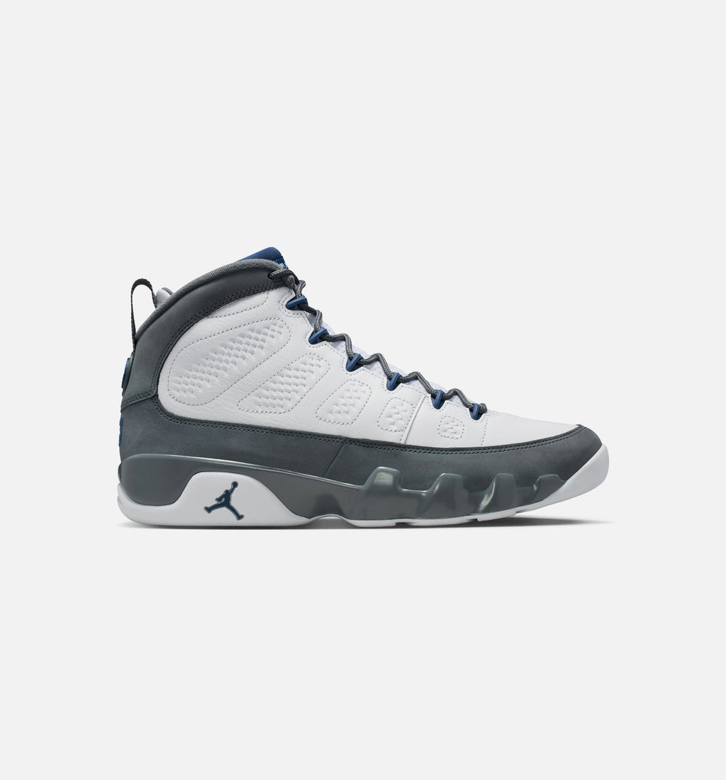 Air Jordan 9 Retro Flint Grey and French Blue 男士休闲运动鞋 - 白色/法兰西蓝/燧石灰
