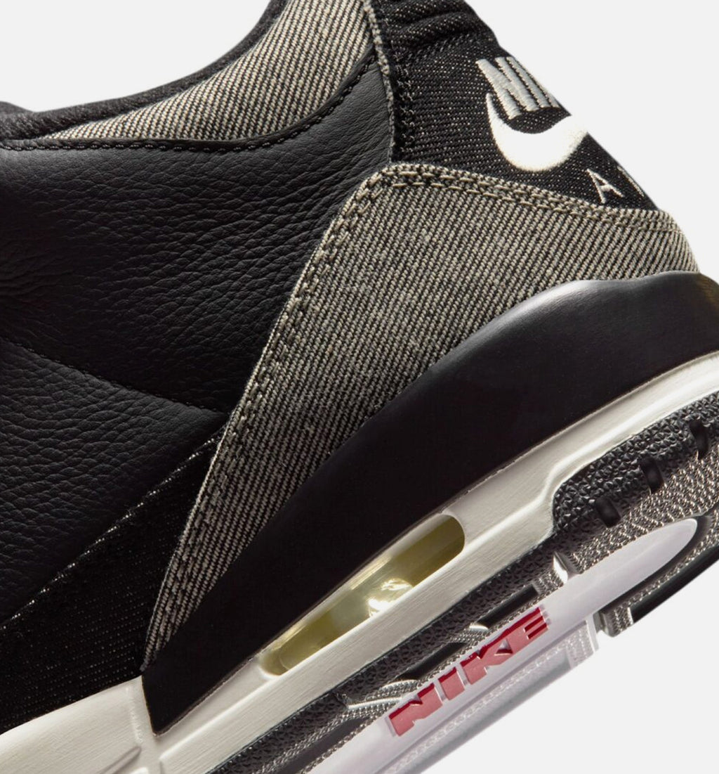 Air Jordan 3 x Levi's Black and White 男士休闲运动鞋 - 丹宁色/黑色/健身红