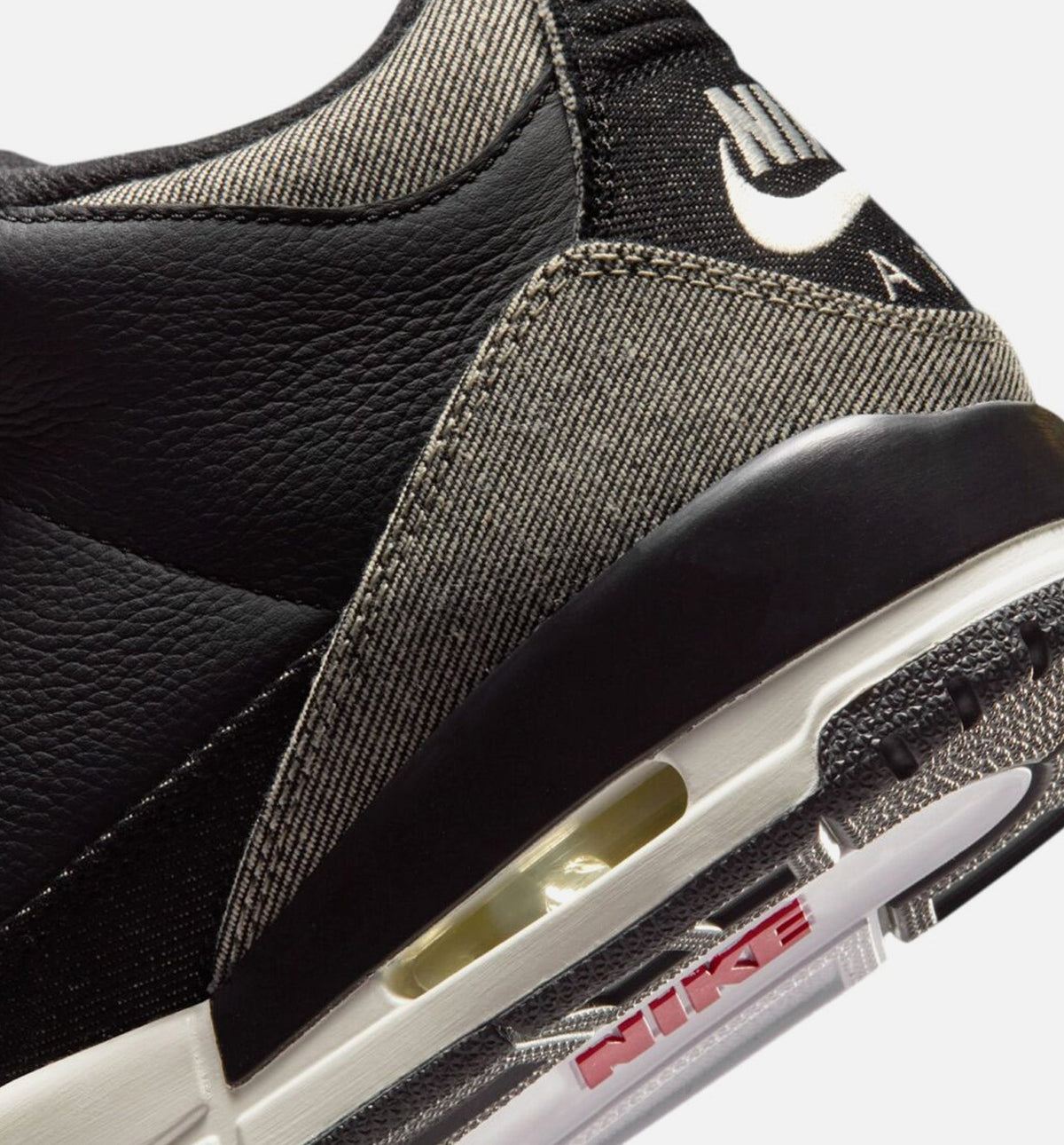 Air Jordan 3 x Levi's Black and White 男士休闲运动鞋 - 丹宁色/黑色/健身红