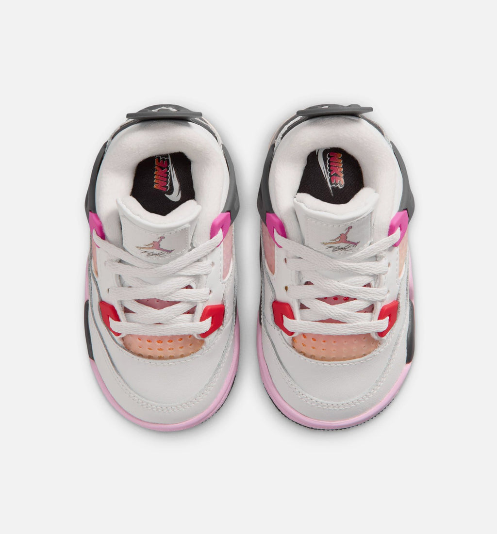Air Jordan 4 Retro Comic 婴幼童休闲鞋 - 米白/火粉/无烟煤灰