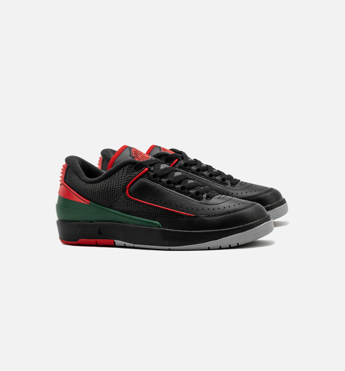 Air Jordan 2 Retro Low 大童休闲运动鞋 - 黑/火焰红/水泥灰
