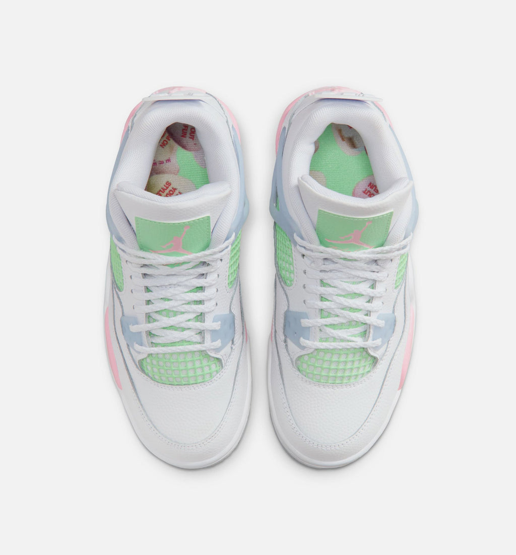 Air Jordan 4 Retro Medium Soft Pink 大童休闲运动鞋 - 白色/柔粉/浅蓝