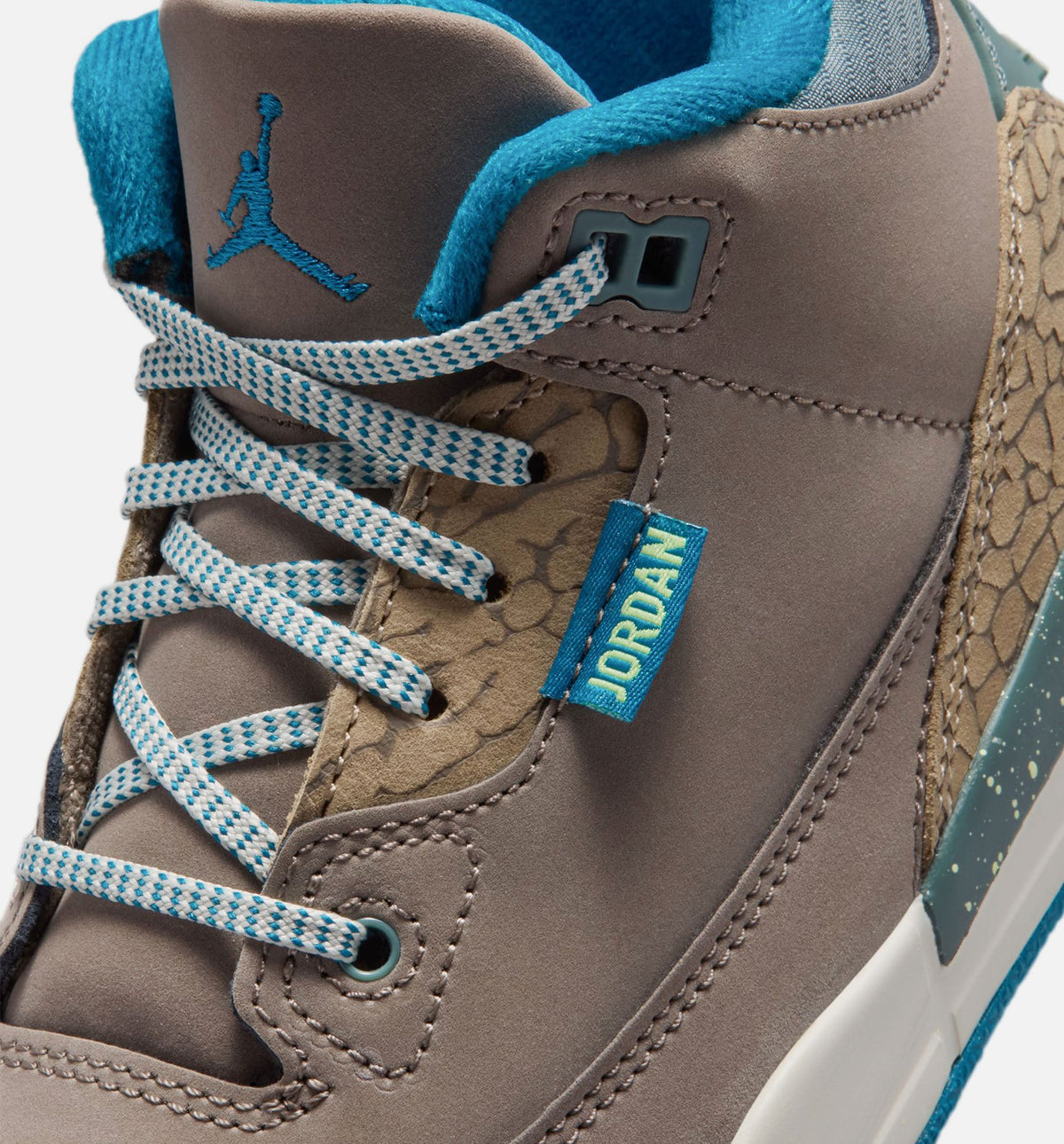 Air Jordan 3 Retro Olive Grey 学龄前儿童休闲运动鞋 - 橄榄灰/深渊绿/卡其色/海玻璃色