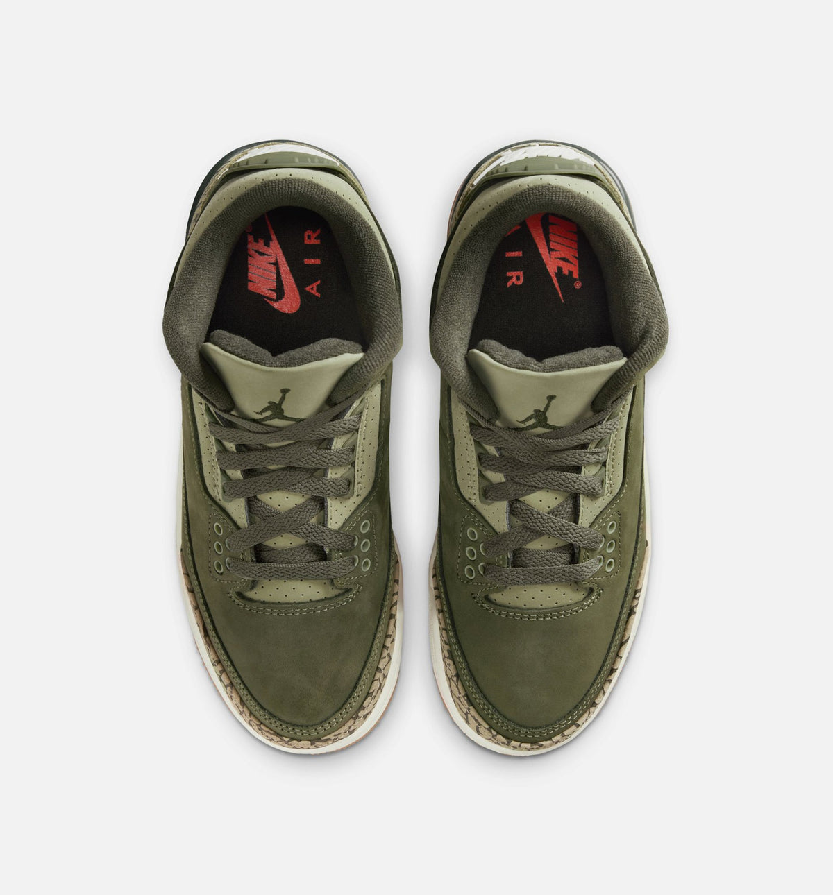 Air Jordan 3 Retro 大童休闲运动鞋 - 中橄榄绿/红杉绿/帆白