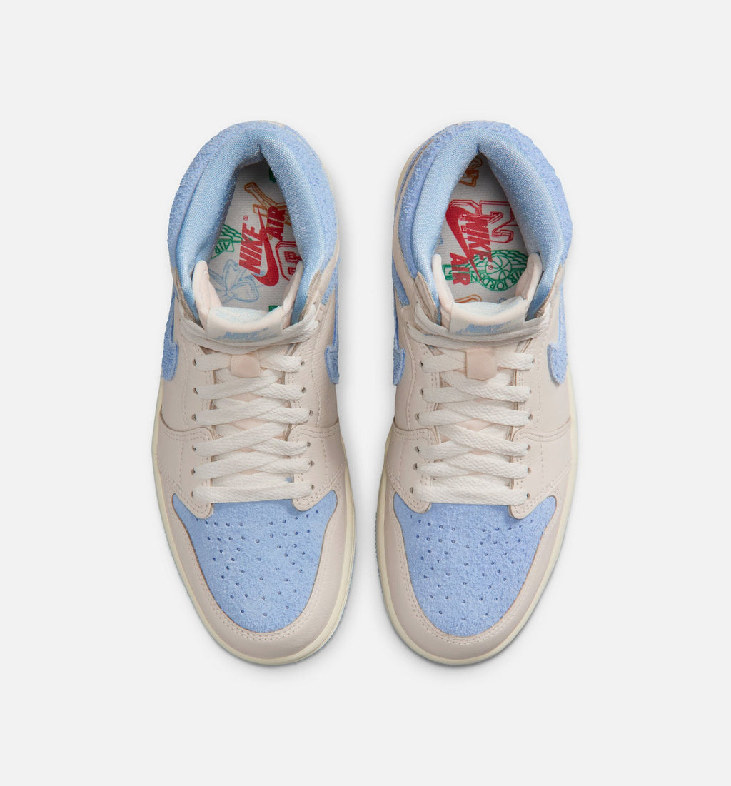 Air Jordan 1 Retro High OG 女子休闲运动鞋 - 淡象牙白/通灵蓝/椰奶白
