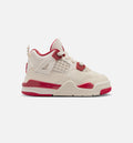 Air Jordan 4 Retro Valentine's Day 婴幼童休闲运动鞋 - 浅象牙白/塞拉红/浓红