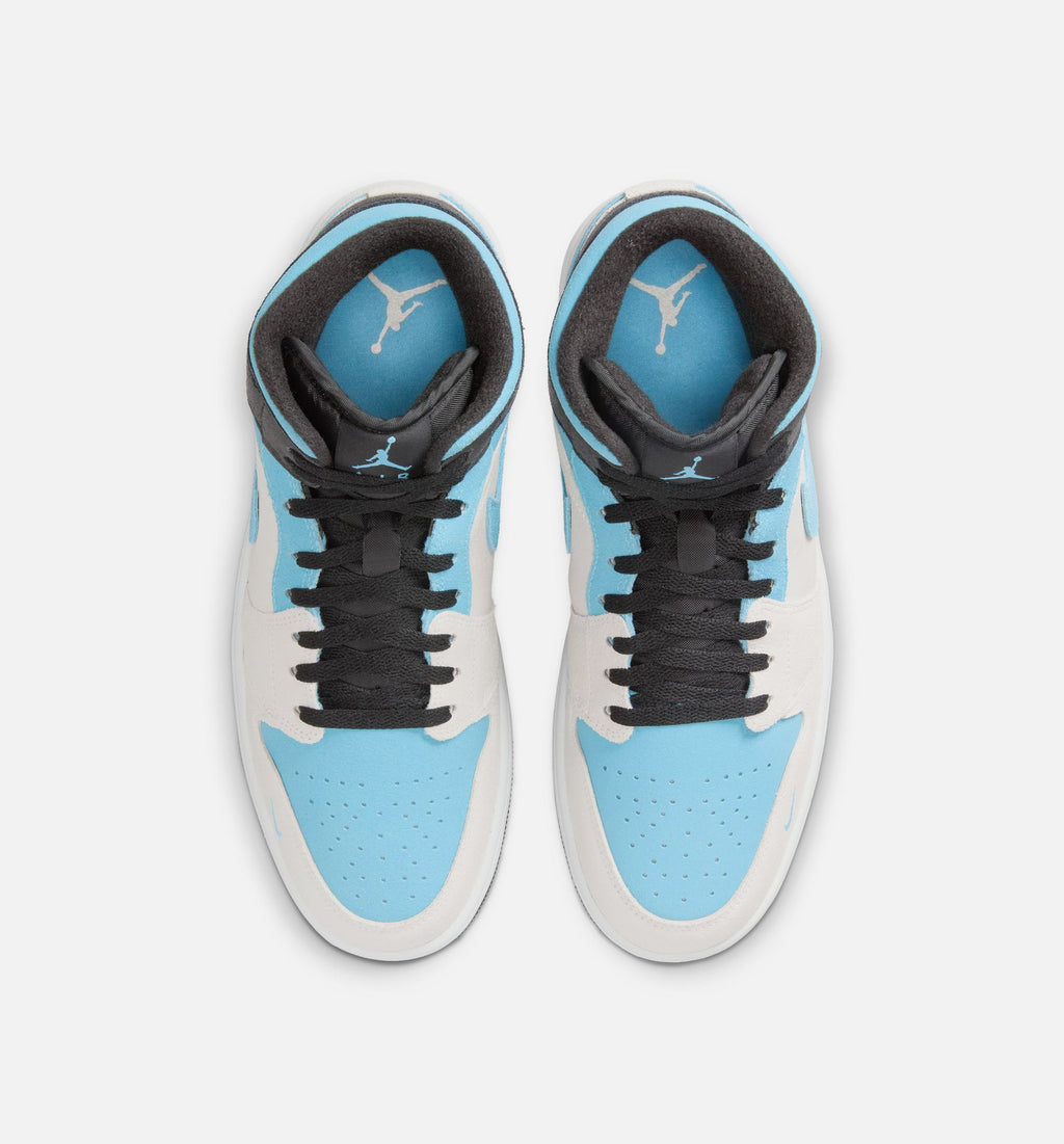 Air Jordan 1 Mid SE 男士休闲运动鞋 - 峰顶白/冰蓝/黑
