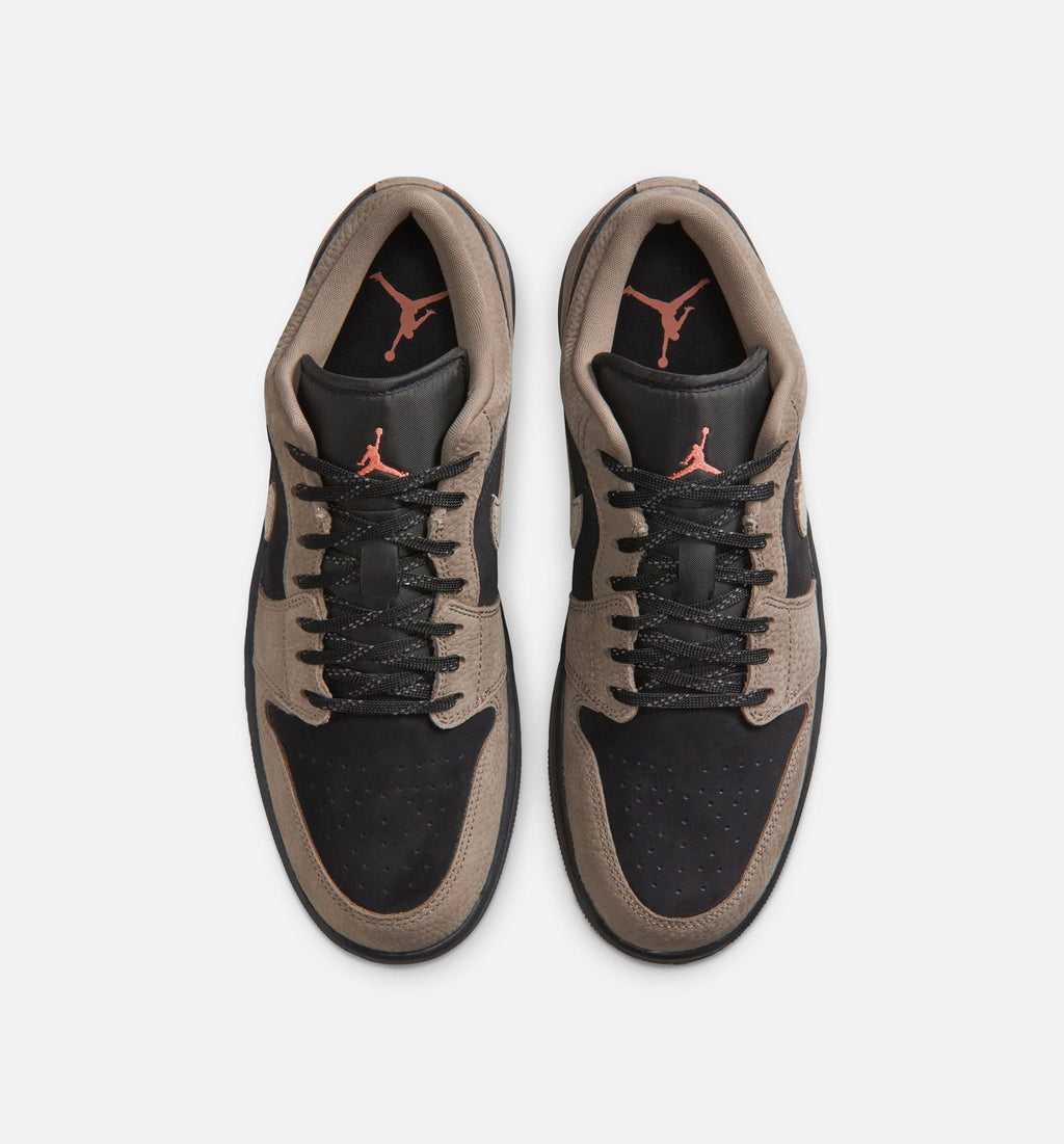Air Jordan 1 Low SE 男士休闲运动鞋 - 黑/橄榄灰/浅芒果橙