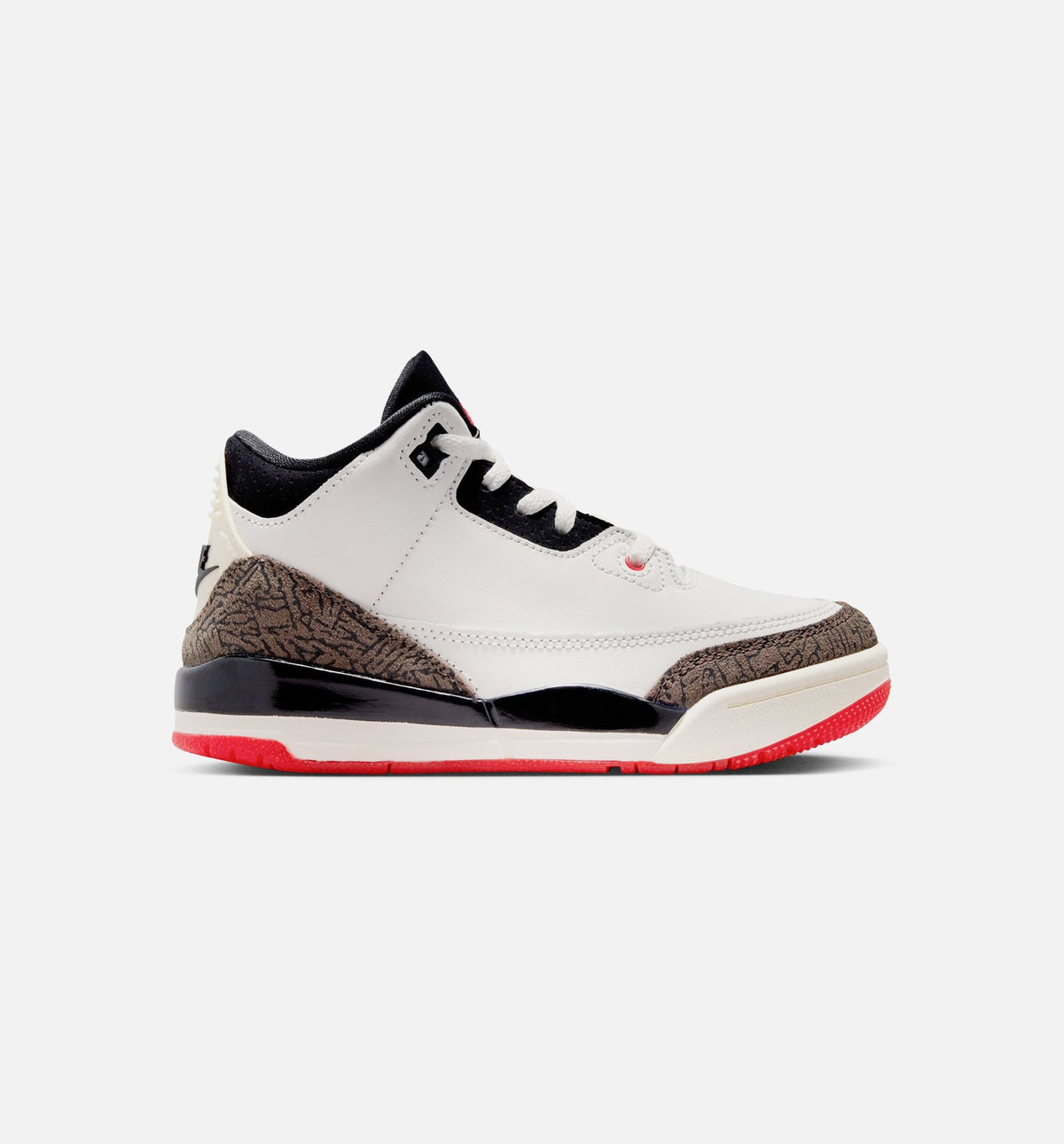 Air Jordan 3 Retro Sail and University Red 学龄前儿童休闲运动鞋 - 帆白色/黑色/大学红/浅象牙色