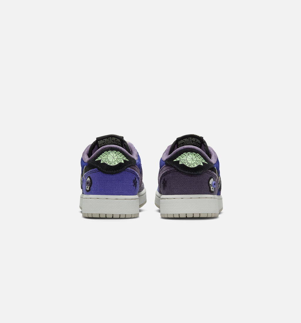 Air Jordan 1 Low OG 大童休闲运动鞋 - 摄政紫/深葡萄干色/蕩绿