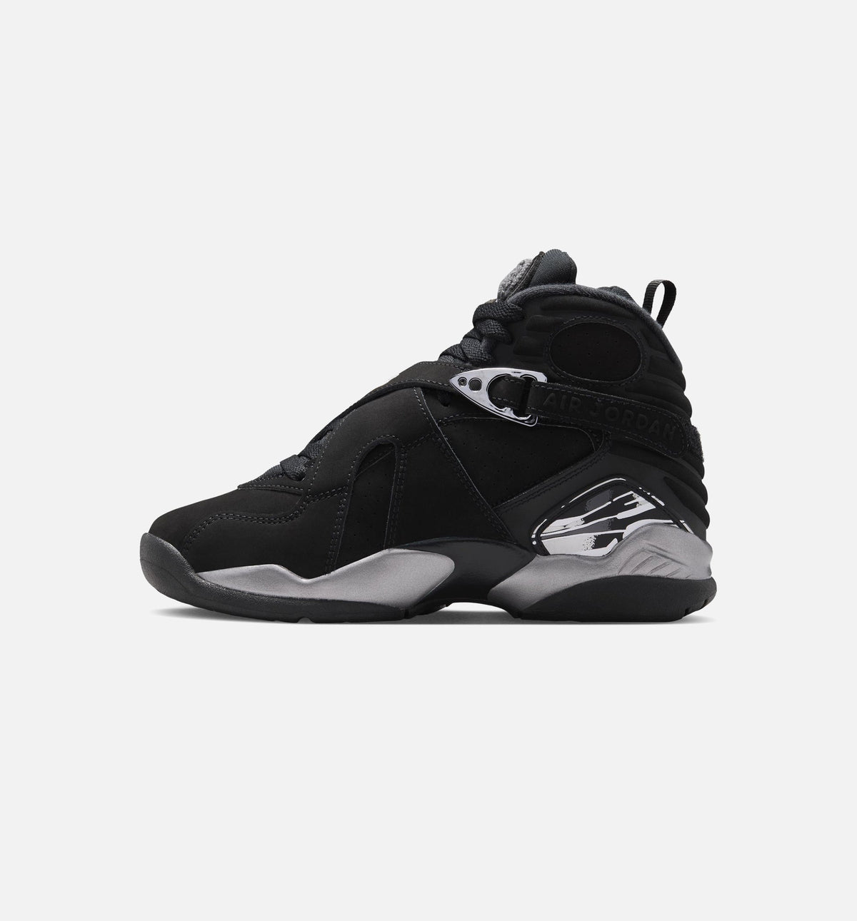Air Jordan 8 Retro Chrome Black And Light Graphite 大童休闲运动鞋 - 黑色/白色/浅石墨灰