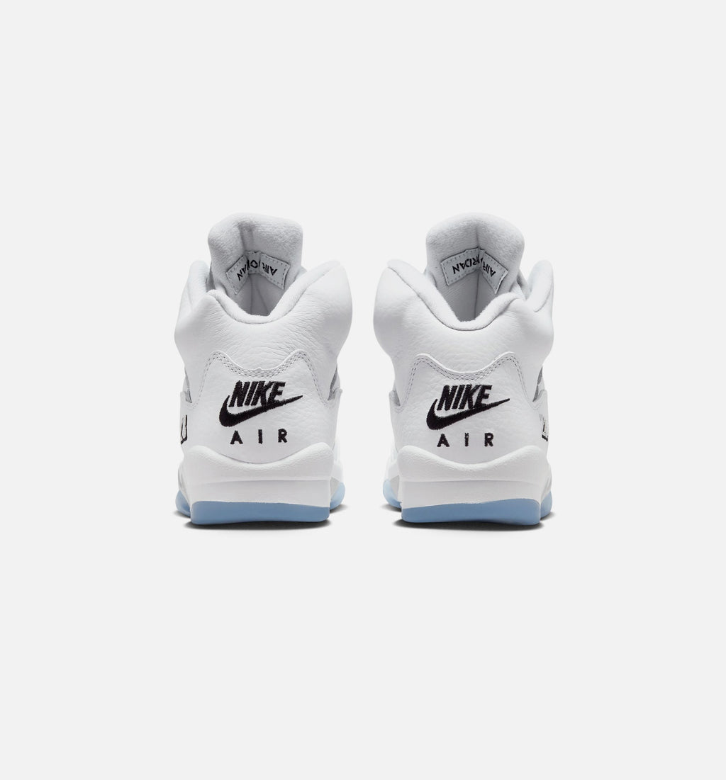 Air Jordan 5 Retro OG White Metallic 大童休闲运动鞋 - 白色/黑色/金属银
