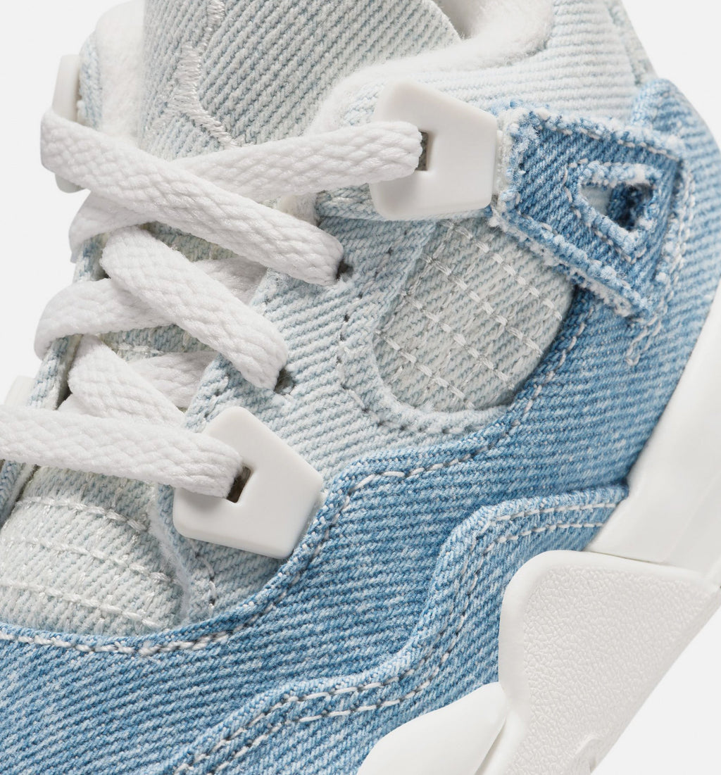 Air Jordan 4 Retro Worn Blue 婴幼童休闲运动鞋 - 帆白/磨旧蓝/金属金
