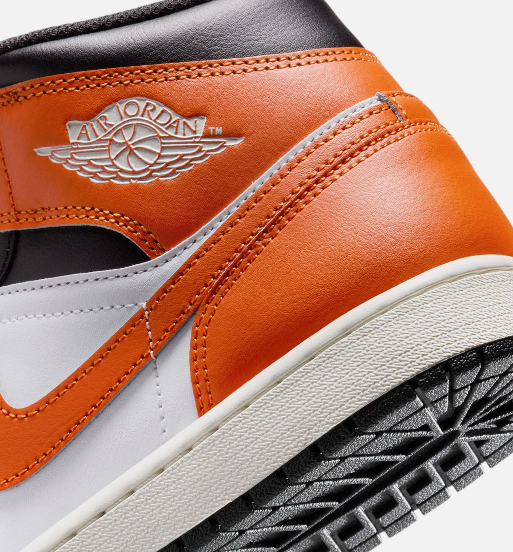 Air Jordan 1 Mid 男士休闲运动鞋 - 海星橙/白/帆白/黑