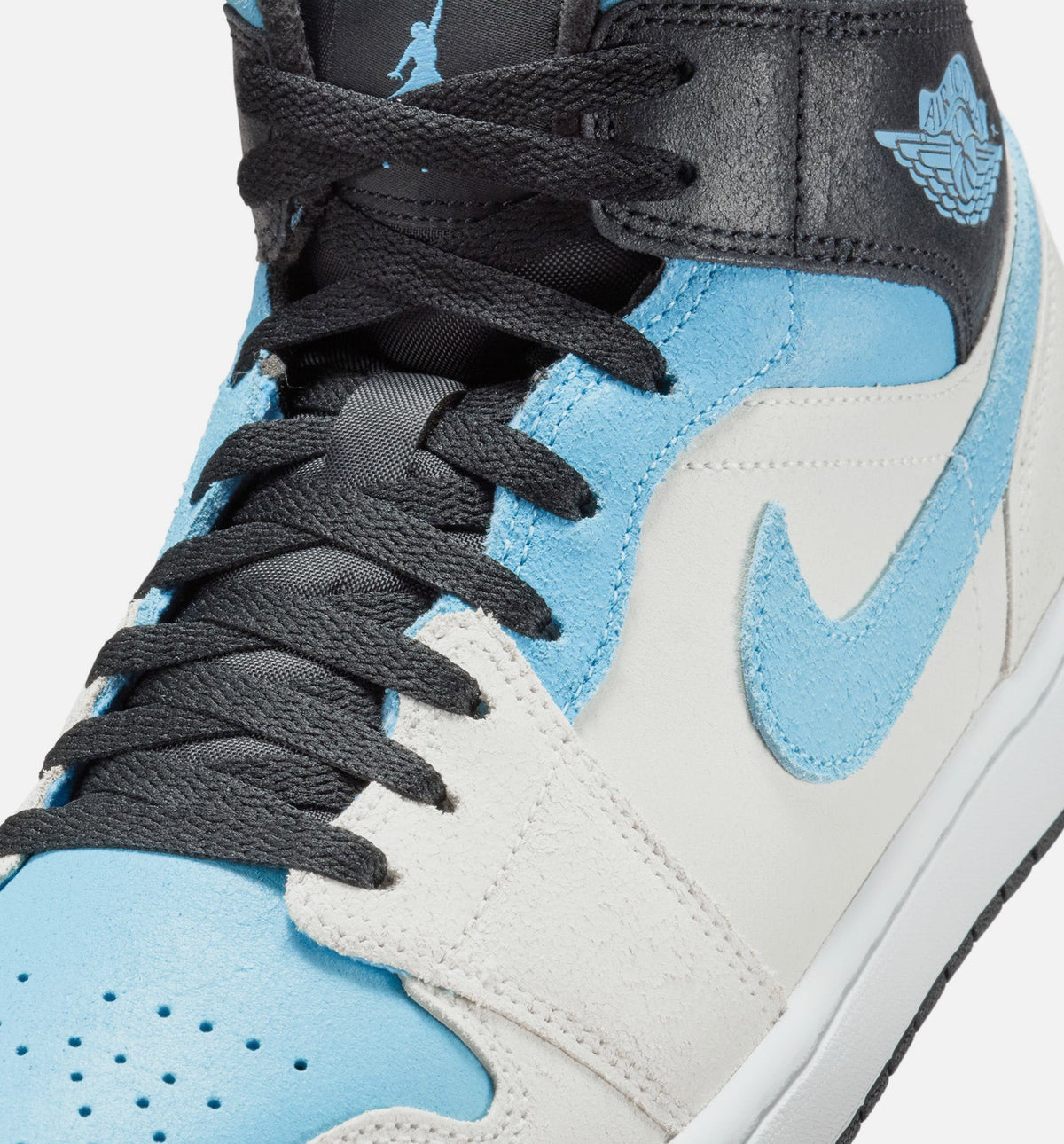 Air Jordan 1 Mid SE 男士休闲运动鞋 - 峰顶白/冰蓝/黑