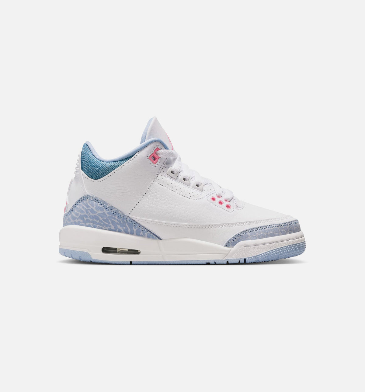 Air Jordan 3 Retro 大童休闲运动鞋 - 白/钴蓝/球场灰/粉光