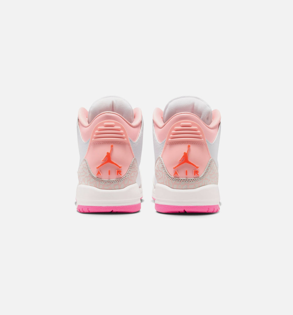 Air Jordan 3 Retro Spring Flowers 大童休闲运动鞋 - 珍珠粉/花粉/粉光/超级橙