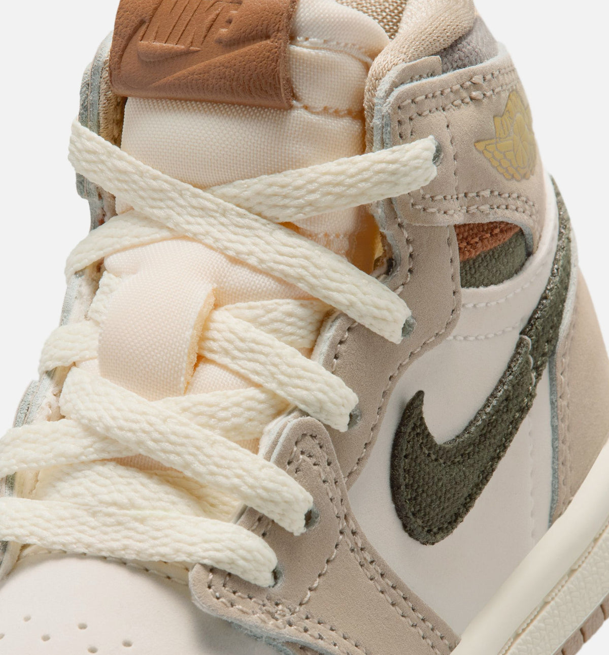 Air Jordan 1 Retro High OG 婴幼童休闲鞋 - 卡其/帆白/椰奶白