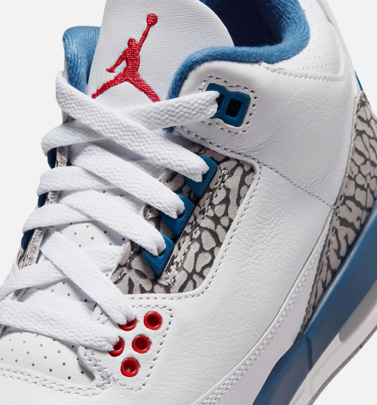 Air Jordan 3 Retro OG True Blue 大童休闲运动鞋 - 白/火焰红/真蓝