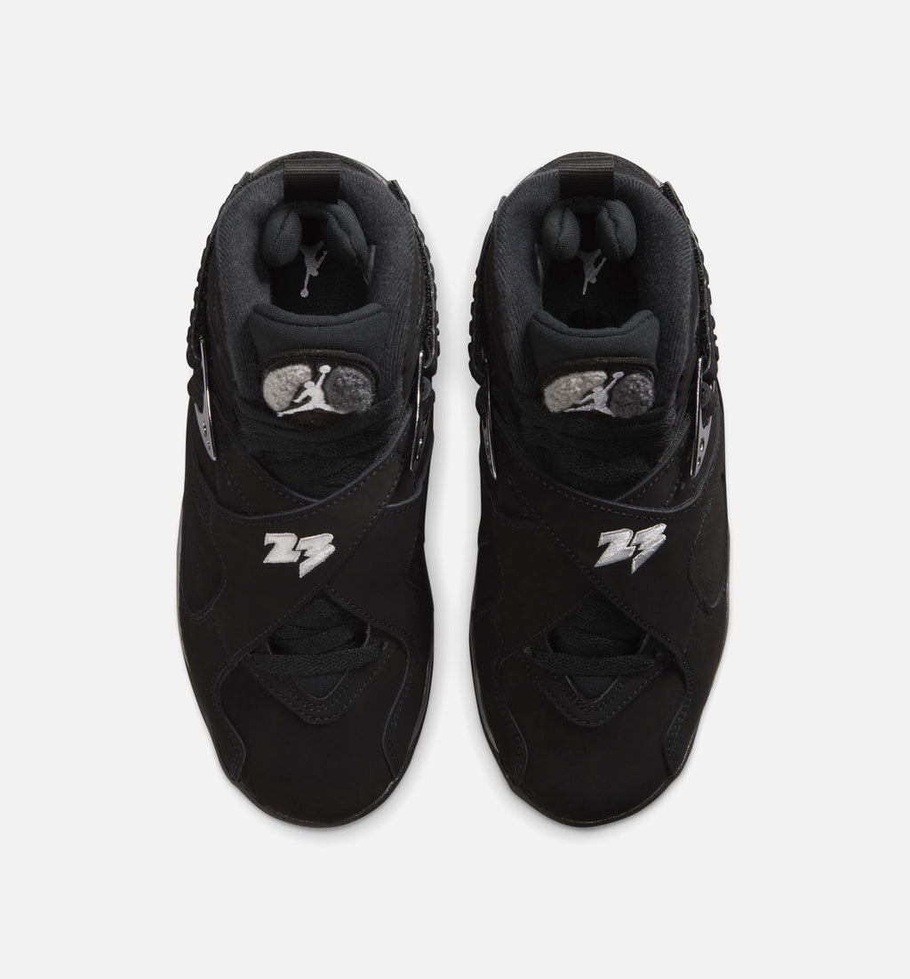 Air Jordan 8 Retro Chrome Black And Light Graphite 大童休闲运动鞋 - 黑色/白色/浅石墨灰
