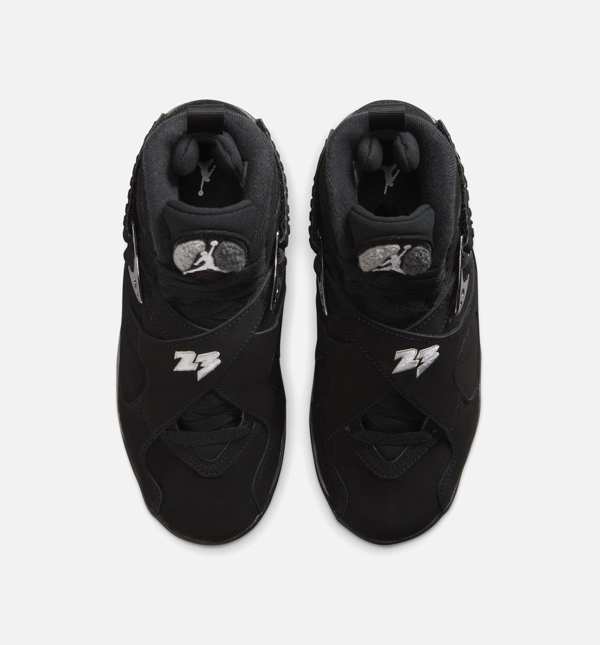 Air Jordan 8 Retro Chrome Black And Light Graphite 大童休闲运动鞋 - 黑色/白色/浅石墨灰