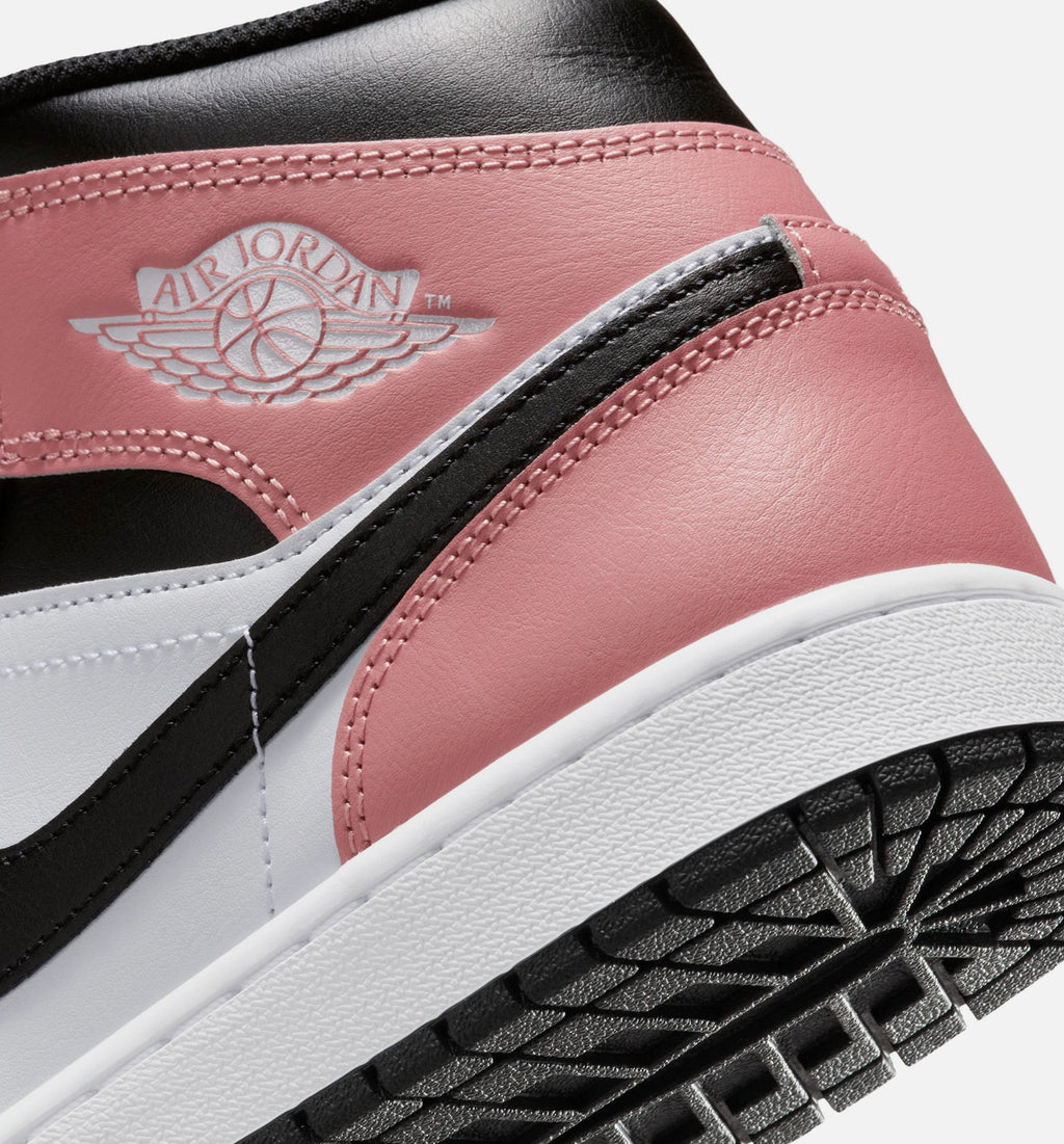 Air Jordan 1 Mid 男士休闲运动鞋 - 白/锈粉/黑