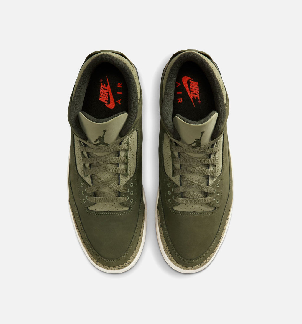 Air Jordan 3 Retro 男士休闲运动鞋 - 中橄榄绿/红杉绿/帆白/浓红