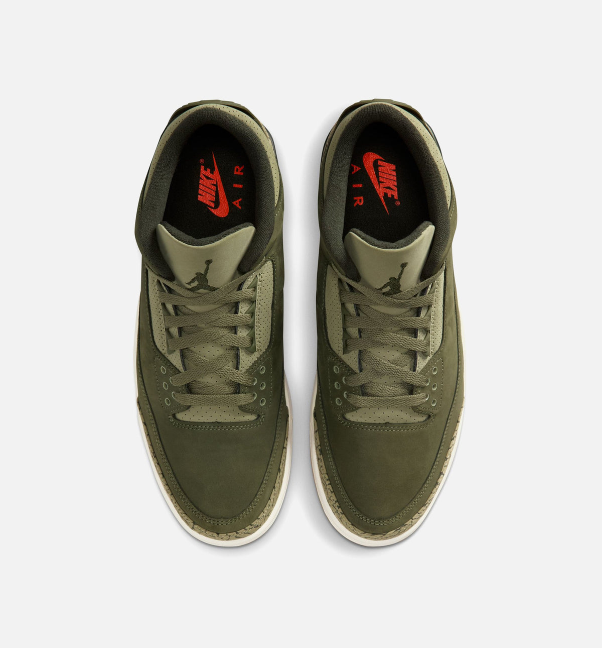 Air Jordan 3 Retro 男士休闲运动鞋 - 中橄榄绿/红杉绿/帆白/浓红