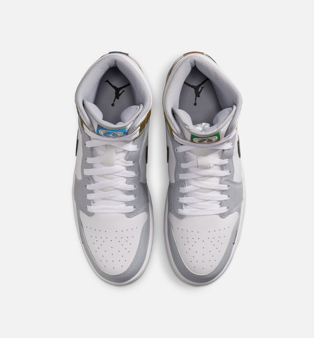 Air Jordan 1 Mid SE 男士休闲运动鞋 - 黑/白/狼灰