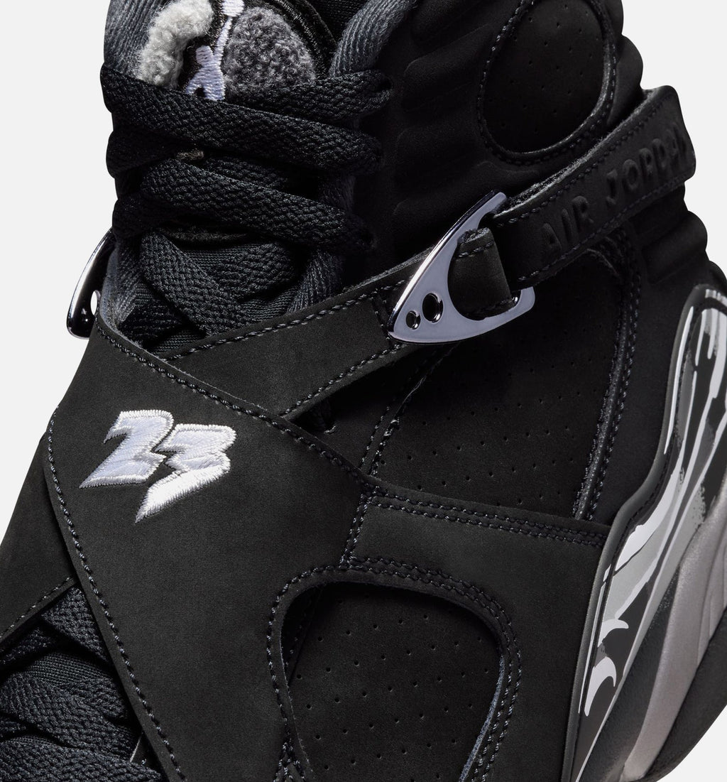 Air Jordan 8 Retro Chrome Black And Light Graphite 男士休闲运动鞋 - 黑色/白色/浅石墨灰