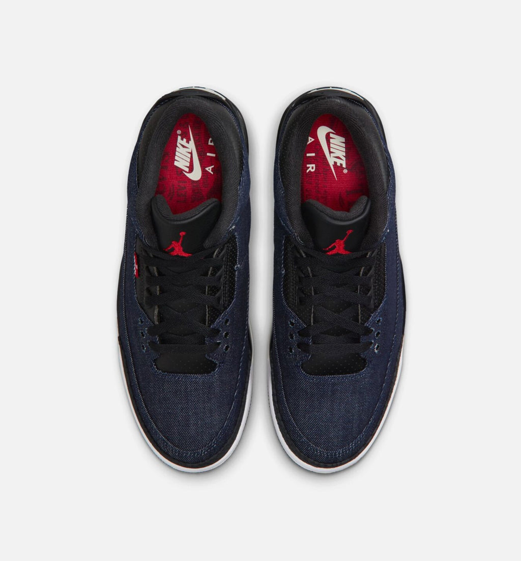 Air Jordan 3 x Levi's Indigo And Gym Red 男士休闲运动鞋 - 丹宁色/黑色/帆白色