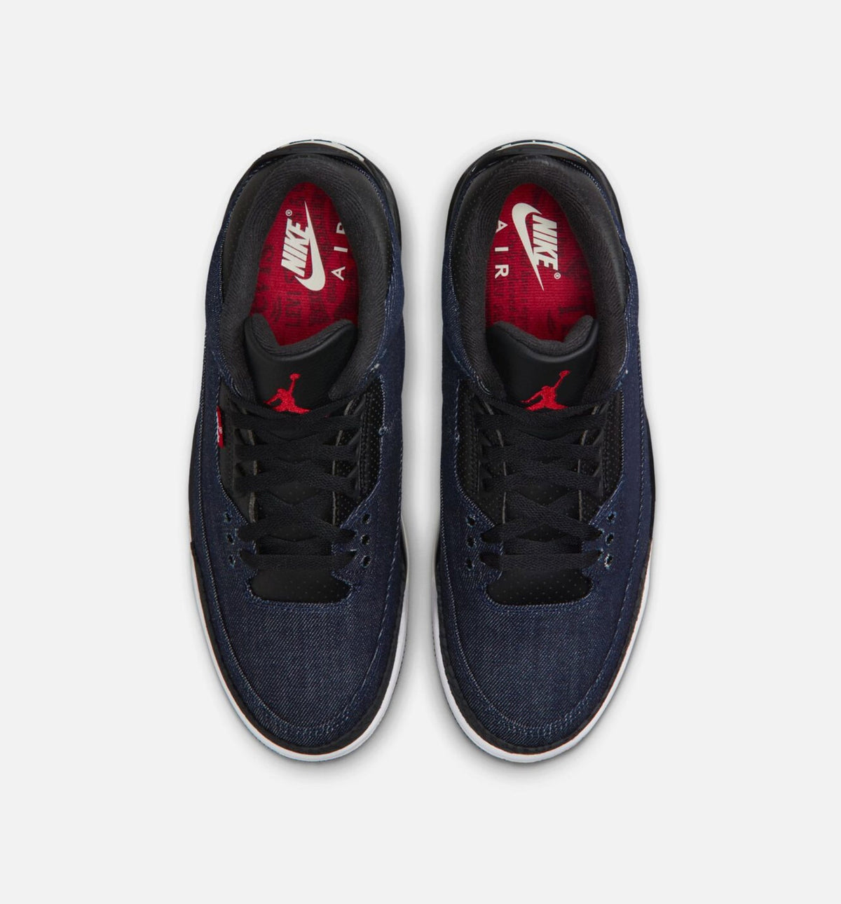 Air Jordan 3 x Levi's Indigo And Gym Red 男士休闲运动鞋 - 丹宁色/黑色/帆白色